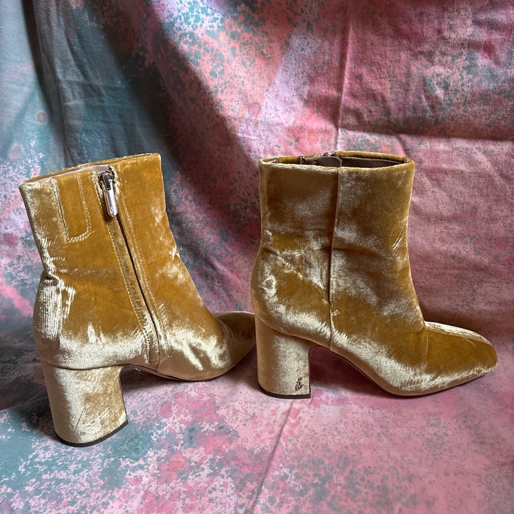 Sam Edelman Gold Velvet Boots